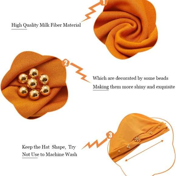 African Women Turban Cap Twisted Beaded Braid Head Wraps Pre-Tied Chemo Headscar - Picture 6 of 9